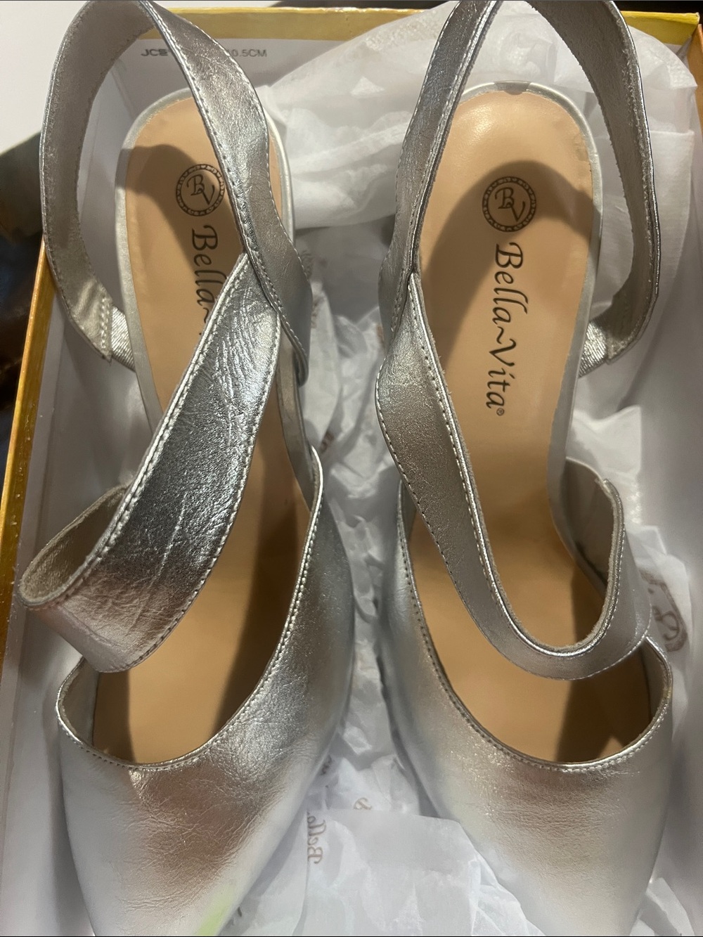 Bella Vita Silver Pointed Slingback Heels